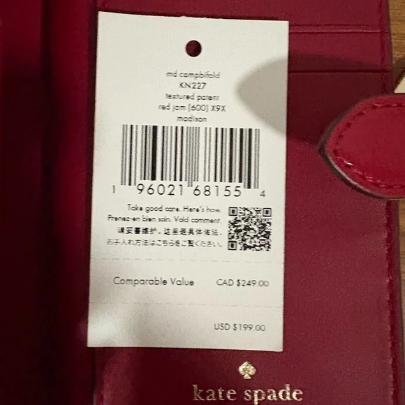 Kate Spade Medium Red Leather Bifold Wallet - Picture 2 of 6